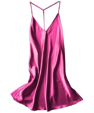 Nightgowns & Sleepshirts Women Satin Backless Pajama Sleepwear Babydoll Lingerie Nightdress Camisole Nightgown Without Chest ...