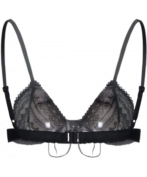 Bras Women's Floral Lace Bralette Strappy Triangle Wirefree Bra Bustier - 10130 Black - CI1840URHG2