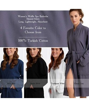 Robes Luxurious Cotton Women's Waffle Bath Robe- Long- Lightweight- Absorbent Bathrobe - Lavender - C018NNWN688