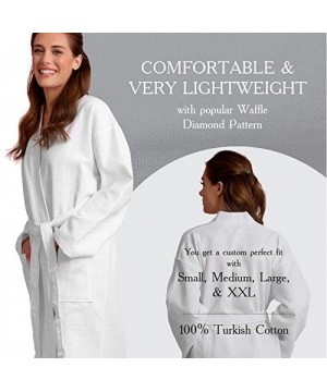 Robes Luxurious Cotton Women's Waffle Bath Robe- Long- Lightweight- Absorbent Bathrobe - Lavender - C018NNWN688