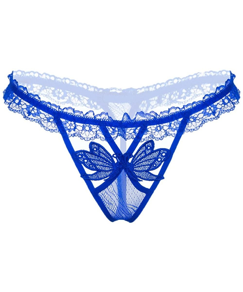 Bustiers & Corsets Womens Underwear-2019Sexy Women Lace Low Waist Underwear Bow Panties Lingerie Thongs - 5903blue - C718T962UK2