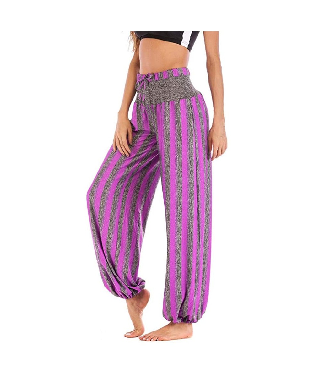 Bottoms Yoga Pants for Women Men Thai Harem Trousers Boho Festival Hippy Smock High Waist Yoga Pants 2019 Summer Purple 2 - C...