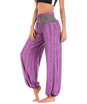 Bottoms Yoga Pants for Women Men Thai Harem Trousers Boho Festival Hippy Smock High Waist Yoga Pants 2019 Summer Purple 2 - C...