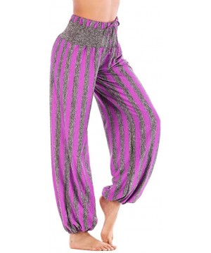 Bottoms Yoga Pants for Women Men Thai Harem Trousers Boho Festival Hippy Smock High Waist Yoga Pants 2019 Summer Purple 2 - C...