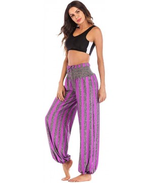 Bottoms Yoga Pants for Women Men Thai Harem Trousers Boho Festival Hippy Smock High Waist Yoga Pants 2019 Summer Purple 2 - C...