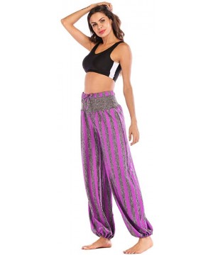 Bottoms Yoga Pants for Women Men Thai Harem Trousers Boho Festival Hippy Smock High Waist Yoga Pants 2019 Summer Purple 2 - C...