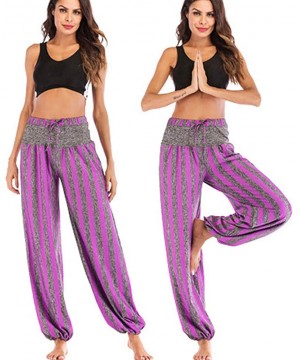 Bottoms Yoga Pants for Women Men Thai Harem Trousers Boho Festival Hippy Smock High Waist Yoga Pants 2019 Summer Purple 2 - C...