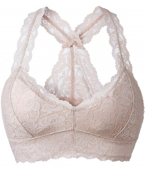 Bras Women Floral Lace Bralette Padded Breathable Sexy Racerback Lace Bra - Skin Padded - CT18WG43M2U