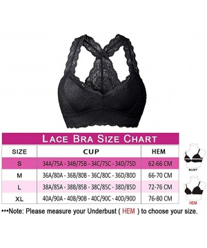 Bras Women Floral Lace Bralette Padded Breathable Sexy Racerback Lace Bra - Skin Padded - CT18WG43M2U