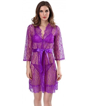 Baby Dolls & Chemises Hot Charming High Elasticity Lace Babydoll Lingerie Spaghetti Strap Sling 556 - Purple - CL198KTOKIU