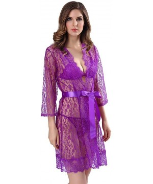 Baby Dolls & Chemises Hot Charming High Elasticity Lace Babydoll Lingerie Spaghetti Strap Sling 556 - Purple - CL198KTOKIU