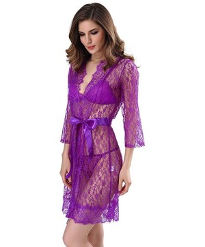 Baby Dolls & Chemises Hot Charming High Elasticity Lace Babydoll Lingerie Spaghetti Strap Sling 556 - Purple - CL198KTOKIU