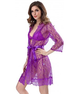 Baby Dolls & Chemises Hot Charming High Elasticity Lace Babydoll Lingerie Spaghetti Strap Sling 556 - Purple - CL198KTOKIU