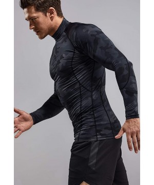 Undershirts Men's Cool Dry Fit Mock Long Sleeve Compression Shirts- Athletic Workout Shirt- Active Sports Base Layer T-Shirt ...