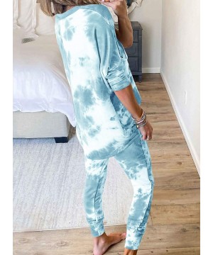 Sets Womens 2 Pieces Tie Dye Pajamas Set Sweatpants Sets Long Sleeve Pullover with Long Pants Sweatsuit Set D1213 sky Blue - ...