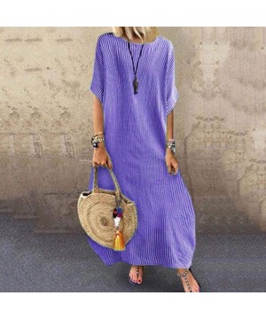 Baby Dolls & Chemises Stripe Dresses for Women Casual Summer Party Dress with Pockets Ladies Loose Swing Dress Sleeveless Bea...