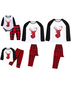 Sleep Sets Red Plaid Matching Family Pajamas Sets Christmas PJ's with Letter Printed Tee and Pants Loungewear Sleepwear - Whi...