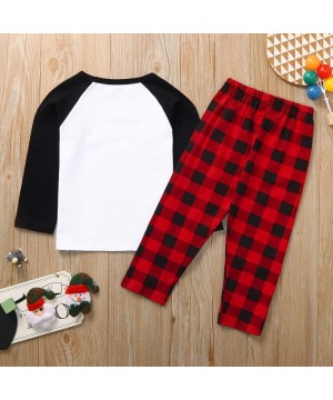 Sleep Sets Red Plaid Matching Family Pajamas Sets Christmas PJ's with Letter Printed Tee and Pants Loungewear Sleepwear - Whi...