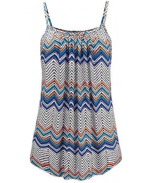 Bras Women Summer Printed Sleeveless Vest Blouse Tank Tops Camis Clothes - Blue - CX18STA0O6H