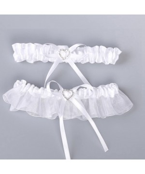 Garters & Garter Belts 2019 Women's Satin Wedding Garter Set for Bride Stretchy Leg Prom Garters - White - CX18G4ZRH2Q