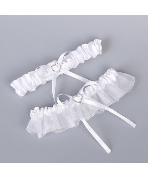 Garters & Garter Belts 2019 Women's Satin Wedding Garter Set for Bride Stretchy Leg Prom Garters - White - CX18G4ZRH2Q