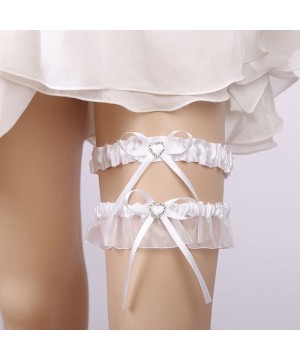 Garters & Garter Belts 2019 Women's Satin Wedding Garter Set for Bride Stretchy Leg Prom Garters - White - CX18G4ZRH2Q