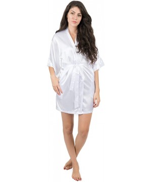 Robes Womens Satin Robe Christmas Robe (Size X-Small-XX-Large) - White - CY18IGKQT0K