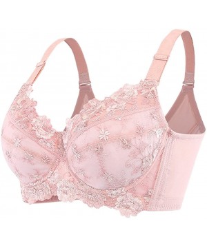 Bras Bras Brassiere Women Lace Embroidery Push up Underwire 34B-46DDD - Pink - CX180QOAHRY