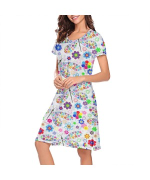 Nightgowns & Sleepshirts Womens Girls Crazy Nightgowns Nightdress Short Sleeve Sleepwear Cute Sleepdress Multi colored Dragon...