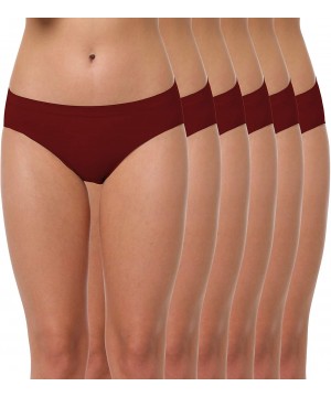 Panties 6 Pack Women's Brief Panty - No Pinching Seamless Technology - Claret-red - CV18Y3HLWZY