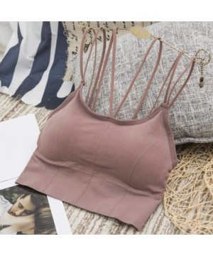 Camisoles & Tanks Woman Sling Bra Underwear with Chest Pad Sling Cross Strap Beauty Back Tube Top-Bean Paste Pink - Bean Past...