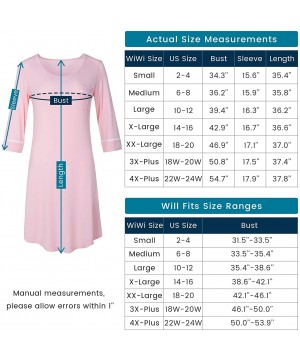 Nightgowns & Sleepshirts Women's Bamboo Pajamas 3/4 Sleeves Nightgowns Soft Sleep Dress Plus Size Sleep Shirt Lightweight Sle...