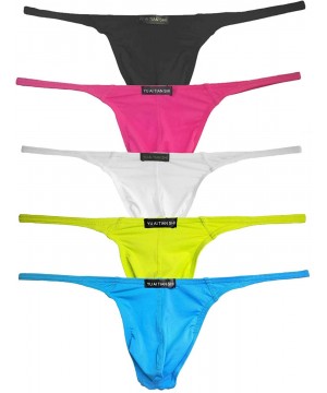 G-Strings & Thongs Sexy Thong Low Waist Men G-String Swimwear T-Back - 5 Colors Mixed - CN18K0Y40DZ