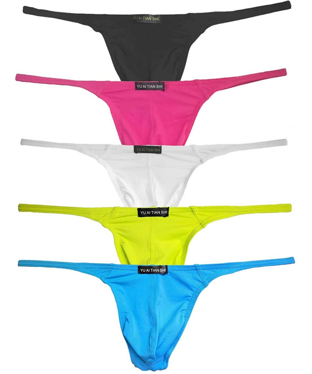 G-Strings & Thongs Sexy Thong Low Waist Men G-String Swimwear T-Back - 5 Colors Mixed - CN18K0Y40DZ