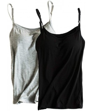 Camisoles & Tanks Womens Modal Built-in Bra Padded Active Strap Camisole Tanks Tops - A Black-gray - CK18W2I8Z0S