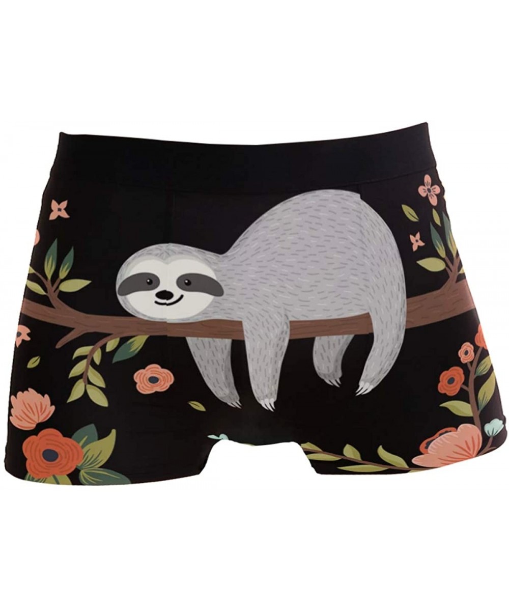 Boxer Briefs Men's Fashion Pattern Waistband Boxer Brief Stretch Swimming Trunk - Sloth - CY194CQM8E7