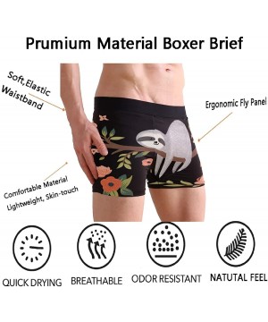 Boxer Briefs Men's Fashion Pattern Waistband Boxer Brief Stretch Swimming Trunk - Sloth - CY194CQM8E7