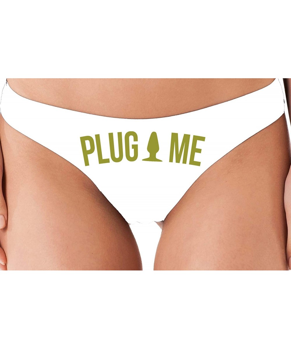 Panties Anal Plug Me Funny Cute Sexy White Thong for Daddys Butt Slut - Gold - CD18NUUHKDH