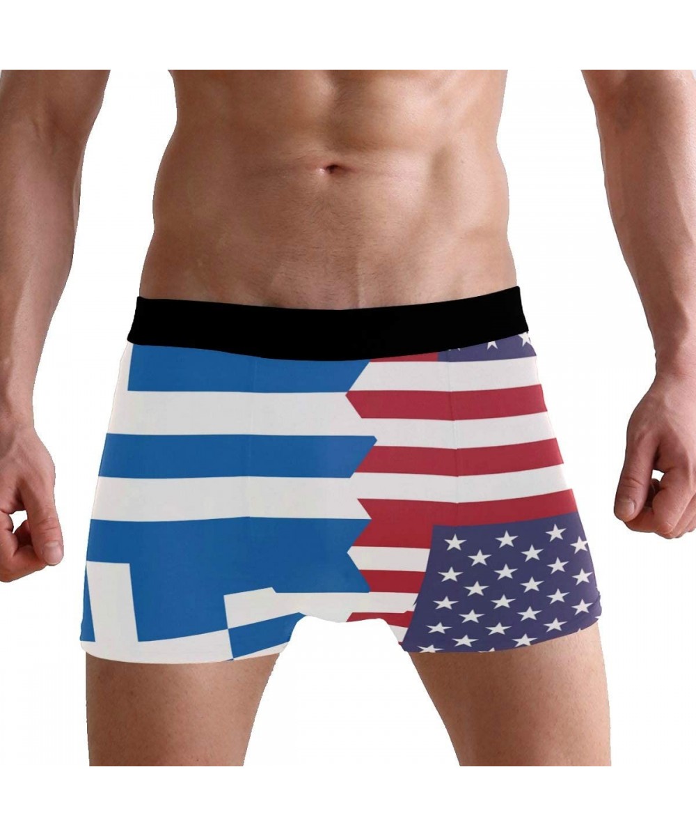 Boxer Briefs Mens Boxer Briefs Underwear Grunge Skull USA Flag Breathable Pouch Soft Underwear - Greece Usa Flag - CM18AIXROGE