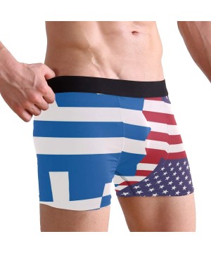 Boxer Briefs Mens Boxer Briefs Underwear Grunge Skull USA Flag Breathable Pouch Soft Underwear - Greece Usa Flag - CM18AIXROGE