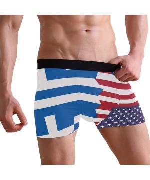 Boxer Briefs Mens Boxer Briefs Underwear Grunge Skull USA Flag Breathable Pouch Soft Underwear - Greece Usa Flag - CM18AIXROGE