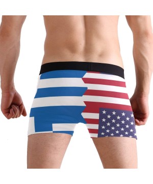 Boxer Briefs Mens Boxer Briefs Underwear Grunge Skull USA Flag Breathable Pouch Soft Underwear - Greece Usa Flag - CM18AIXROGE