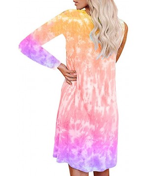 Nightgowns & Sleepshirts Women's Tie Dye Tank Sleeveless Knee Length Pleated Sun Dresses Pajama Sleep Shirt Lounge Dress - D-...