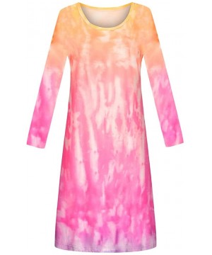 Nightgowns & Sleepshirts Women's Tie Dye Tank Sleeveless Knee Length Pleated Sun Dresses Pajama Sleep Shirt Lounge Dress - D-...