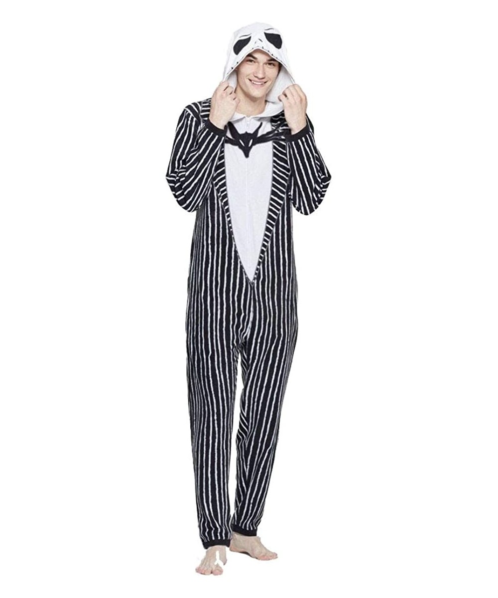 Sleep Sets Tim Burton's The Nightmare Before Christmas Jack Skellington Union Suit Mens Small Black- White - CJ18ZZNL2MO