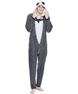 Sleep Sets Tim Burton's The Nightmare Before Christmas Jack Skellington Union Suit Mens Small Black- White - CJ18ZZNL2MO