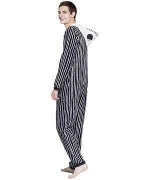 Sleep Sets Tim Burton's The Nightmare Before Christmas Jack Skellington Union Suit Mens Small Black- White - CJ18ZZNL2MO