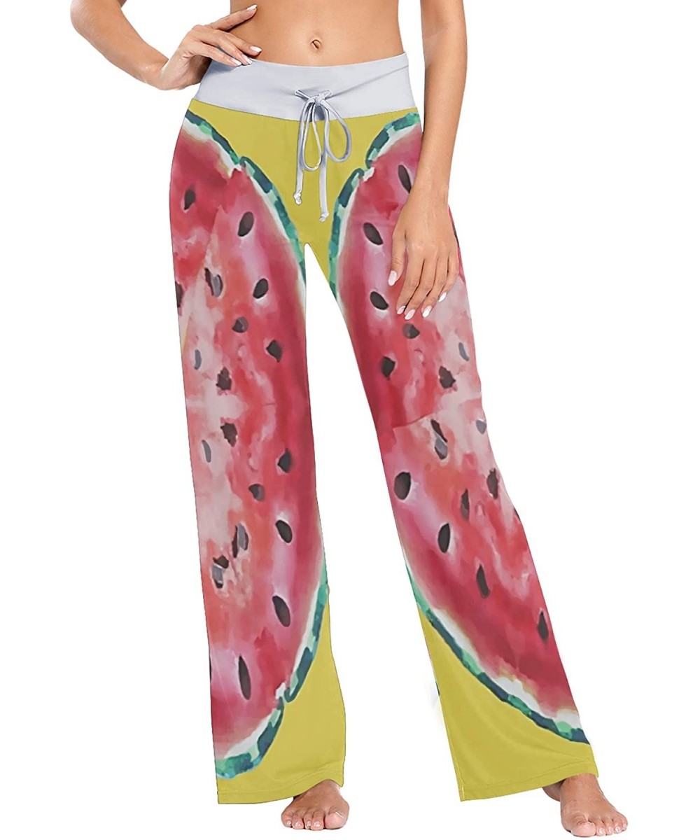 Bottoms Yellow Watermelon Red Womens Pajama Pants Loose Long Lounge Sleepwear Yoga Gym Trousers - C919DWI3SYU