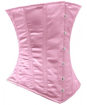 Bustiers & Corsets Heavy Duty 26 Double Steel Boned Waist Training Satin Underbust Tight Shaper Corset 8522-SA - Pink - C3122...