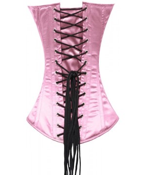 Bustiers & Corsets Heavy Duty 26 Double Steel Boned Waist Training Satin Underbust Tight Shaper Corset 8522-SA - Pink - C3122...